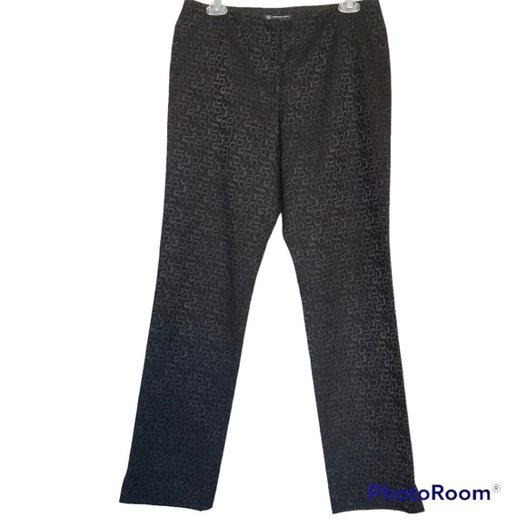 INC International Concepts Black Embossed Stretch Straight Leg Pants Women’s - Picture 1 of 9
